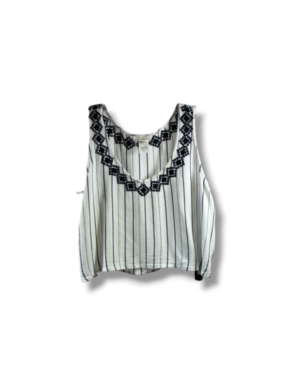 L*SPACE Revolve Striped Embroidered Tank Top in White and Navy Size S